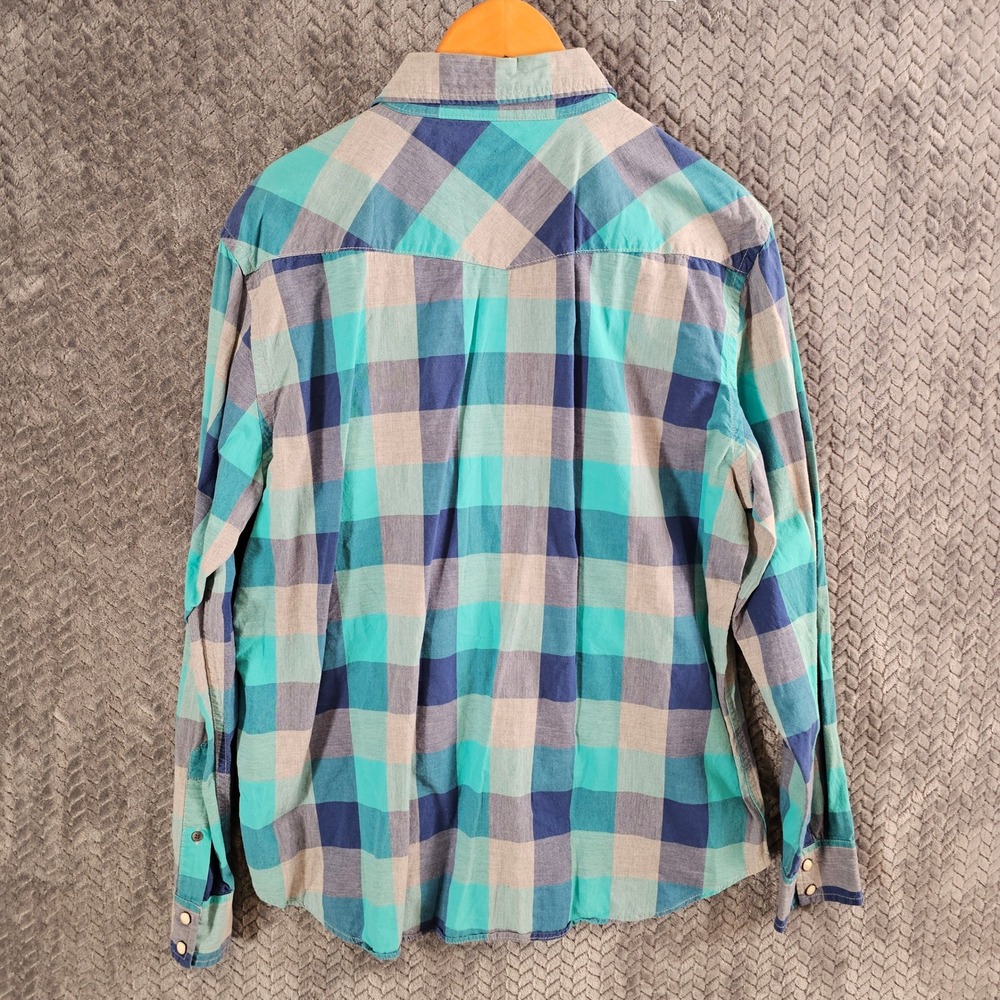 American Eagle Outfitters Plaid Long Sleeve Pearl Snap Western Shirt Men's L - Picture 7 of 8